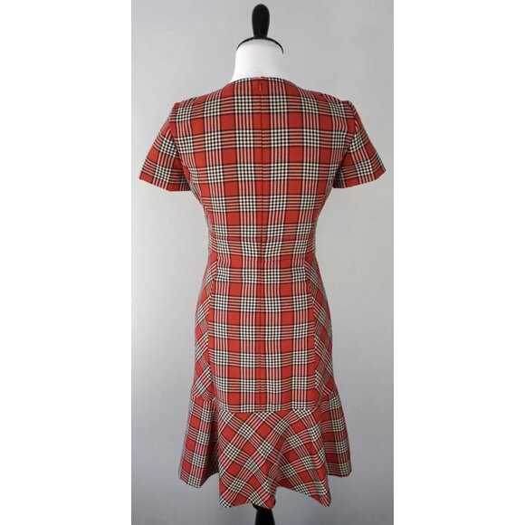 Brooks Brothers Red Fleece Orange White Plaid Short Sleeve Dress Size 2 - Picture 3 of 6